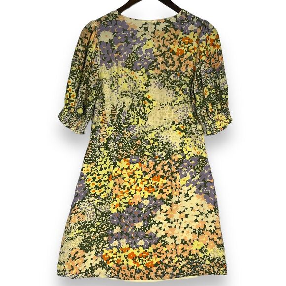 Rails Dress Roma Gardenia Floral Mini Yellow Puff Sleeve V-Neck Size Small - Picture 3 of 16
